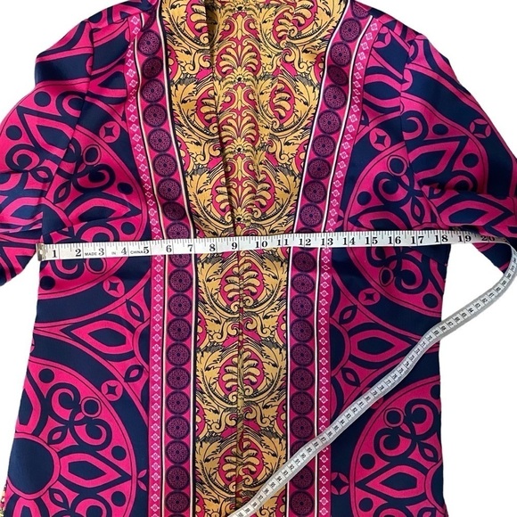 Chico’s women’s Reversible Kimono art to wear artsy pink/ mustard - Picture 13 of 14